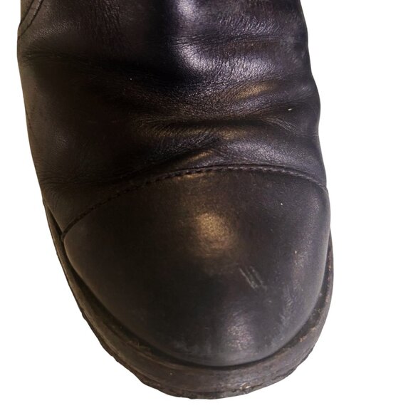 CHANEL Black Leather Boots W/Criss Cross Strap & Metal Plate Size 38 - Picture 7 of 10